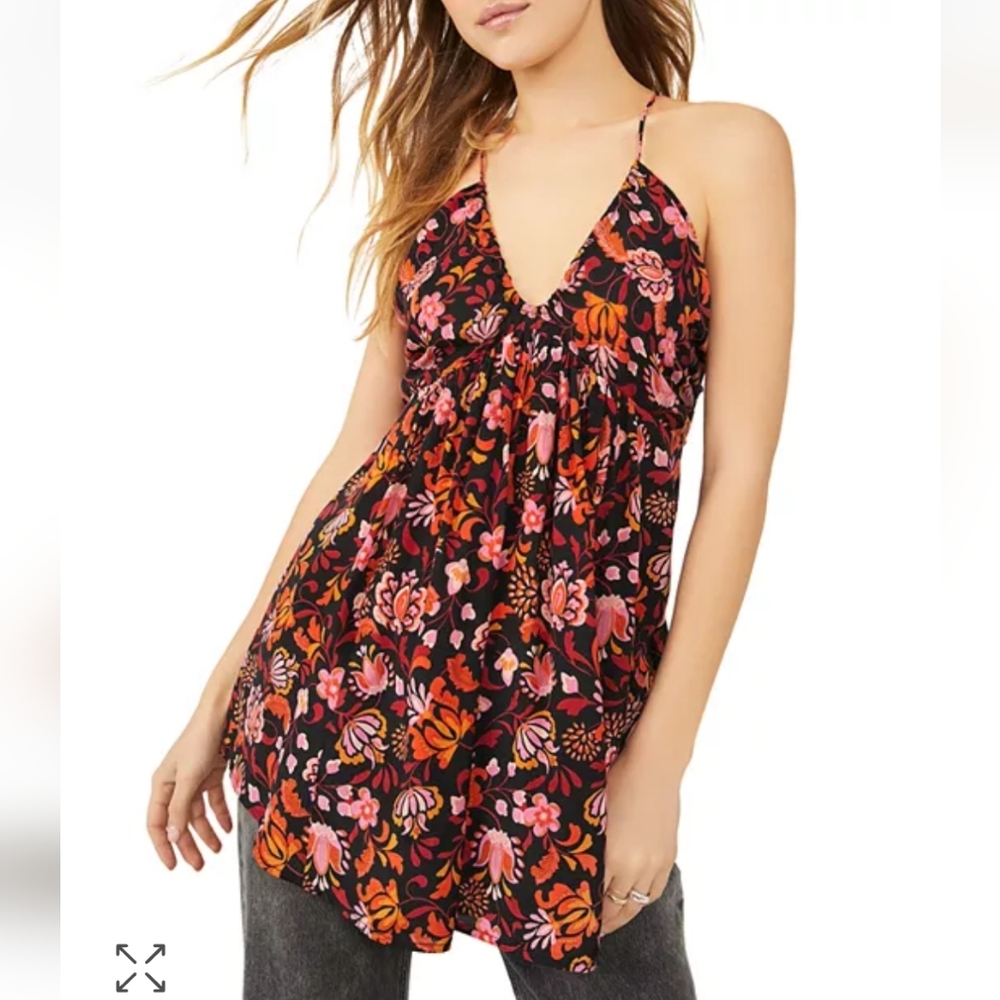 Free People Women's Pixie Floral Cross Back Tunic Top